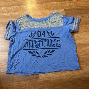 Justice Blue and Gray 'Justice' Graphic Tee